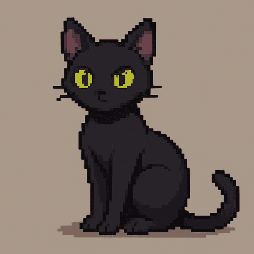 Luna the Black Shorthair desktop cat character